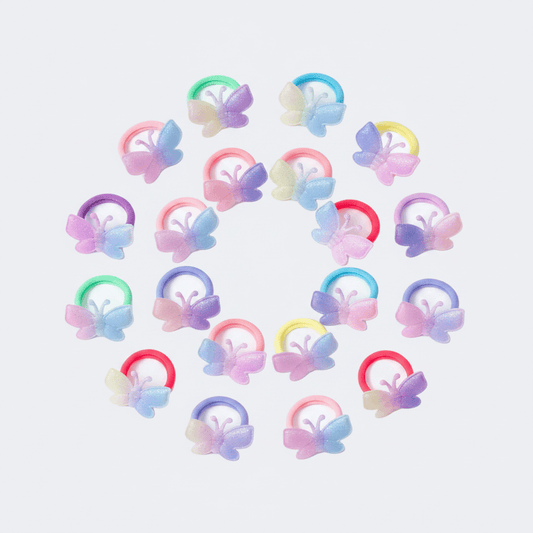 Set of colorful butterfly-shaped hair ties