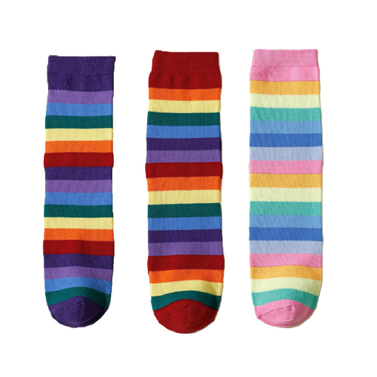 Three colorful striped socks