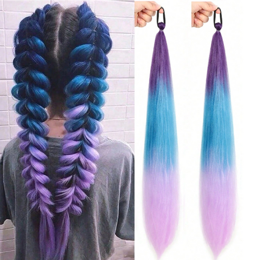 Gradient blue to purple hair extensions