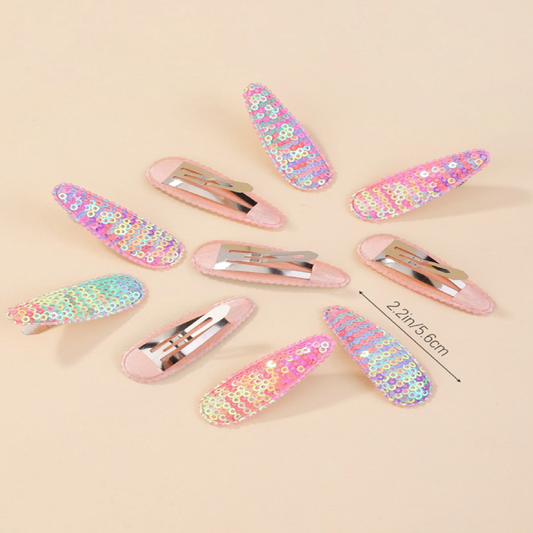 Rainbow Sequin Snap Hair Clips 10 pcs