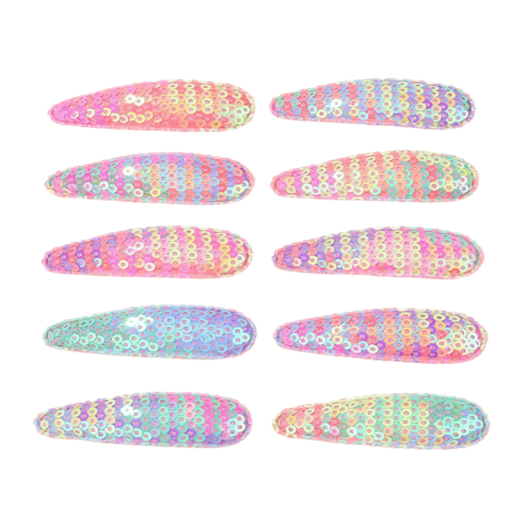 Set of colorful hair clips with floral patterns