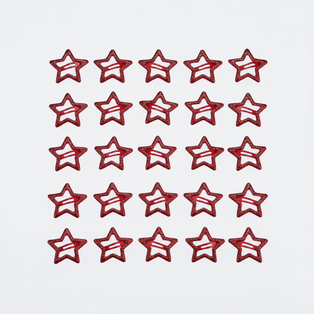 Red Glitter Star Hair Clips