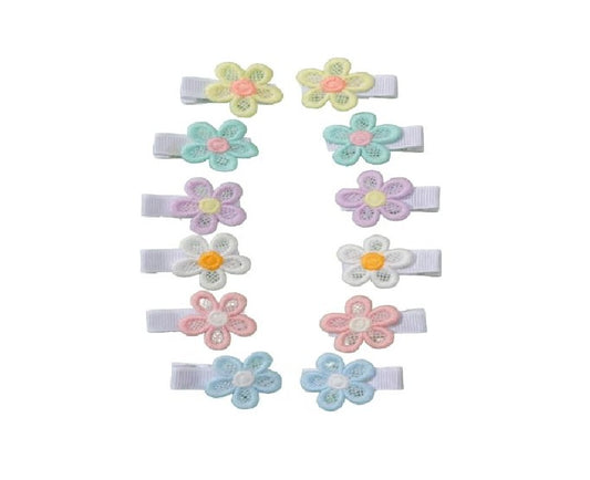 Set of colorful flower-shaped hair clips