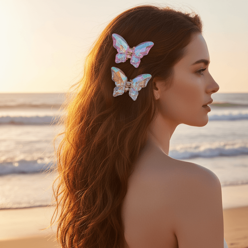 Shiny Butterfly Hair Clips