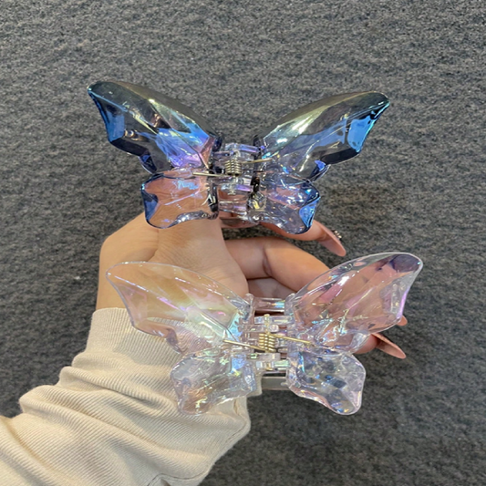 Clear butterfly-shaped hair clips 