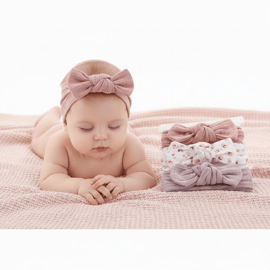 Set of three pink and floral-patterned headbands
