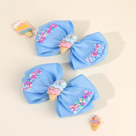 Sweet Ice Cream Bow Clips
