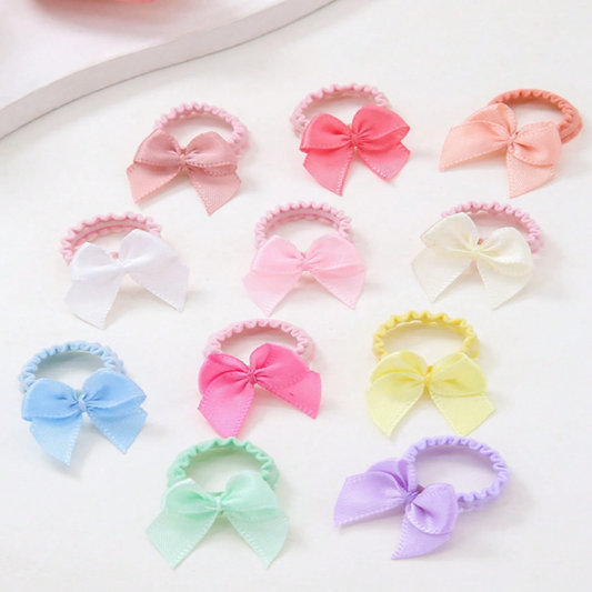 Set of colorful bow hair ties