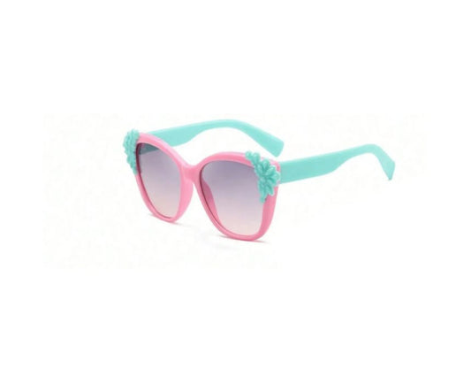 Children's sunglasses with pink frame and turquoise 