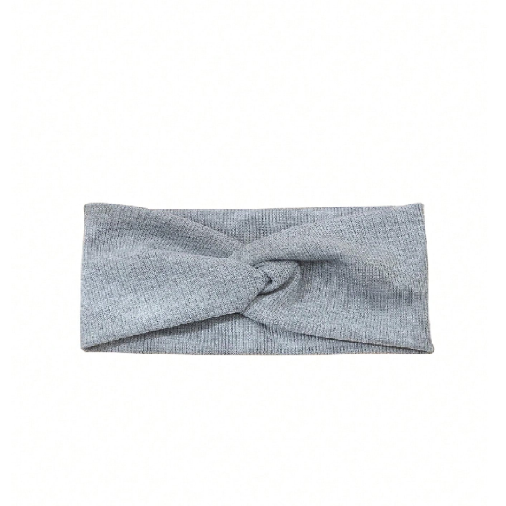 Gray headband with a knot on a white background