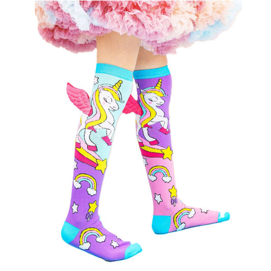 Colorful unicorn-themed knee-high socks 