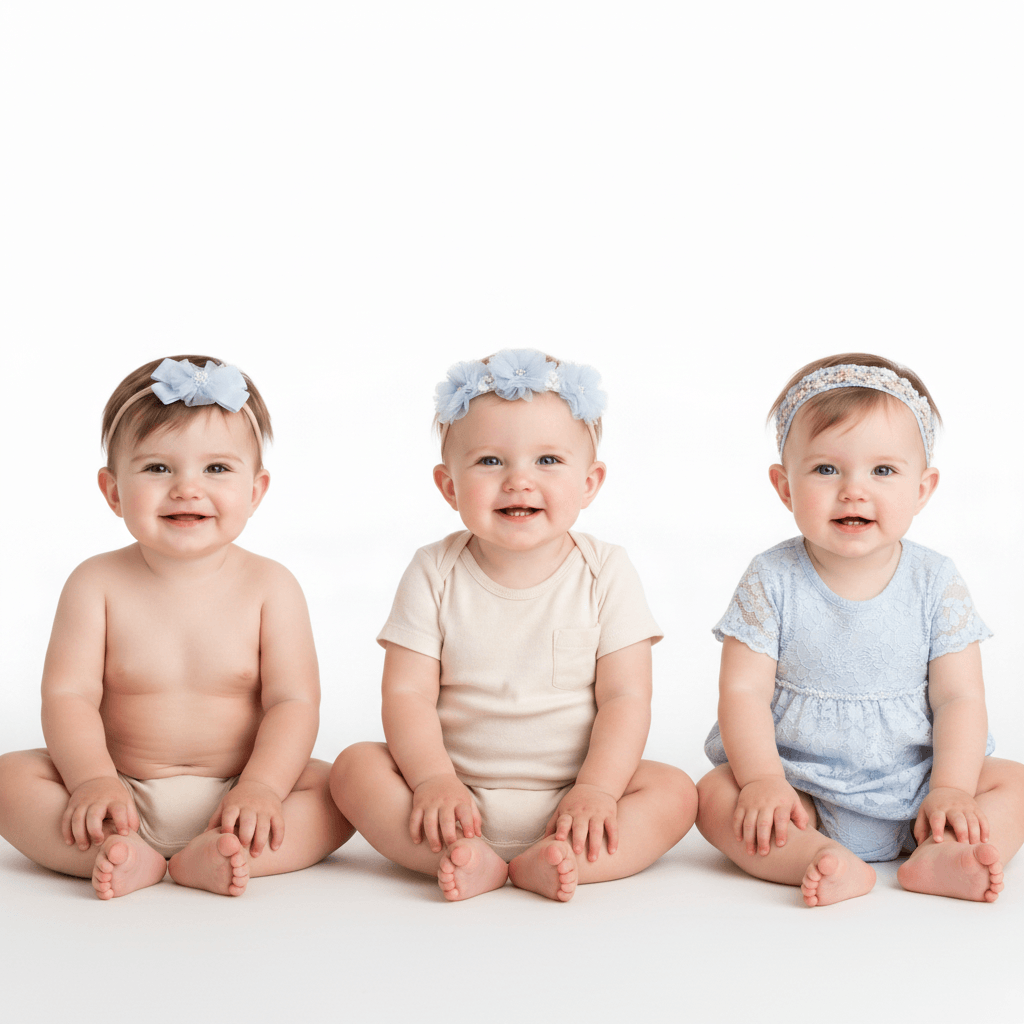 Three decorative headbands with floral and bow designs