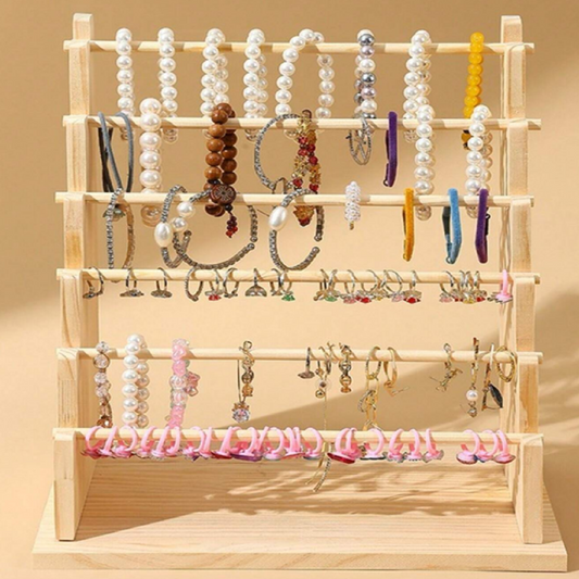 Wooden Bracelet Jewelry Display Stand Set of 4 Layers