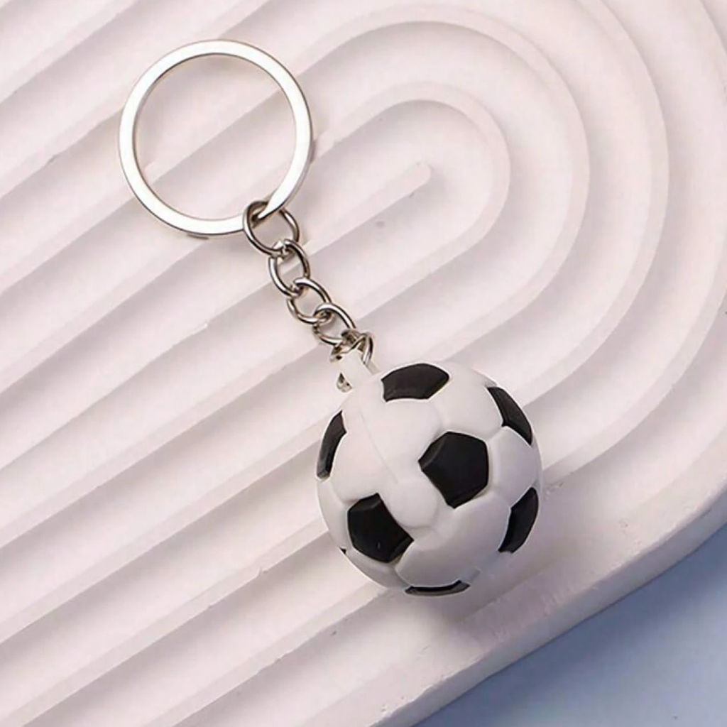 Soccer ball keychain on a white background