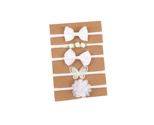Set of white hair bows and headbands
