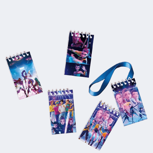 Small notebooks with colorful designs on a white background