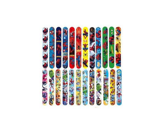 Set of colorful slap bracelets with various designs